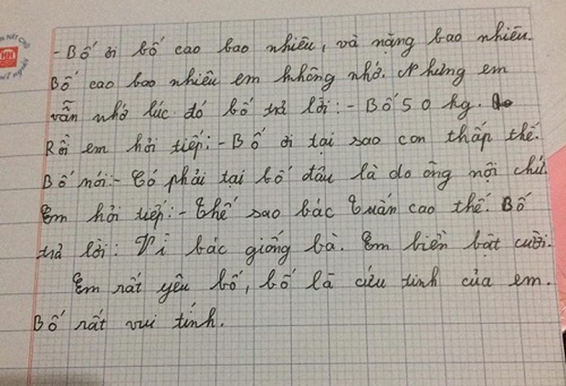 Bài văn tả bố không khác gì bóc phốt: 90% bài đi kể xấu, dòng cuối bỗng quay xe đọc mà mát lòng mát dạ - Ảnh 2.